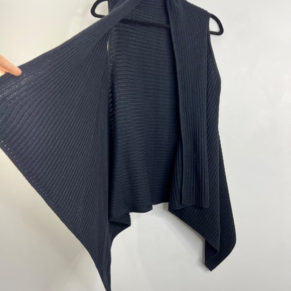DKR black pure cotton waterfall sleeveless open front cardigan sweater vest M - Picture 6 of 11